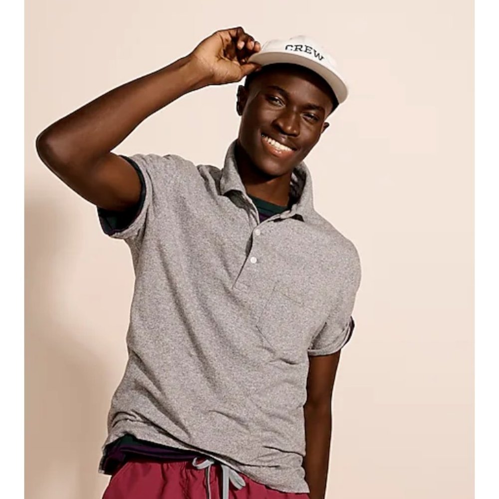 J Crew $45 Men's Gray Garment Dyed Slub Cotton Polo Shirt Size XXL J1851